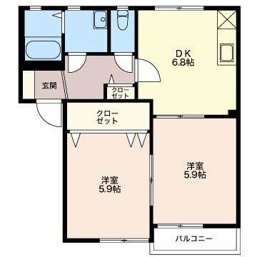キャトルセゾン G(2DK/1階)の間取り写真