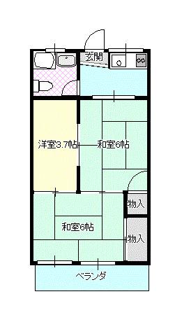 相生ハイツ(3K/4階)の間取り写真