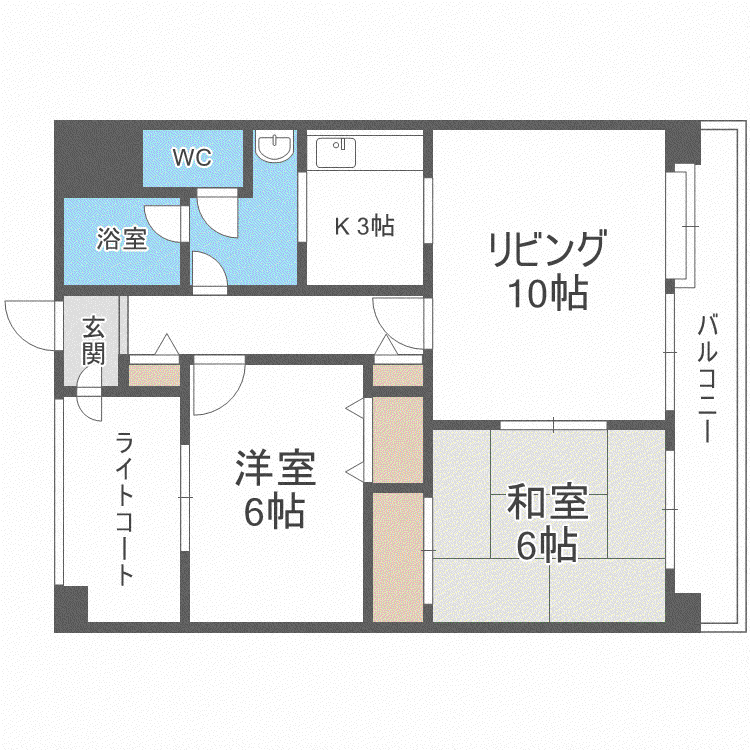 TOAマンション(2LDK/2階)の間取り写真