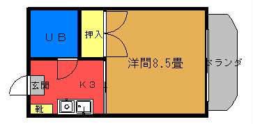 ウィングスヒル上原(1K/5階)の間取り写真