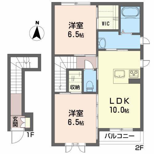 シャーメゾン南仙北A(2LDK/2階)の間取り写真