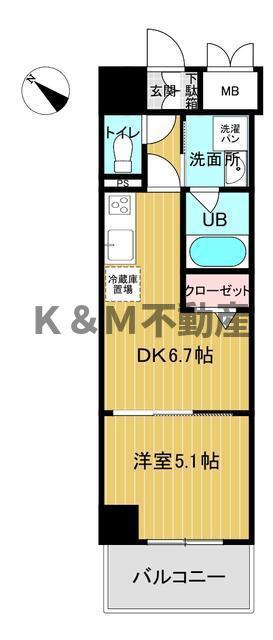 LUCE VII(1DK/8階)の間取り写真