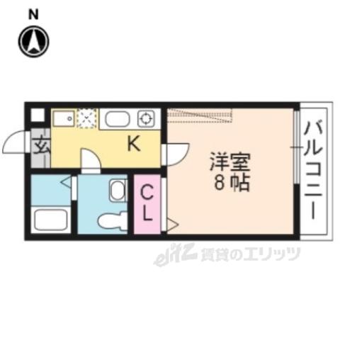 アークリード今出川大宮(1K/1階)の間取り写真