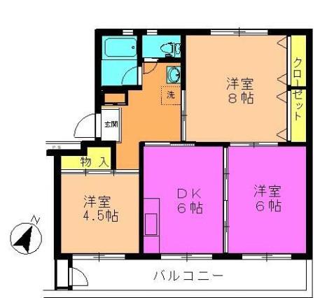 大宮指扇 1号棟(3DK/3階)の間取り写真