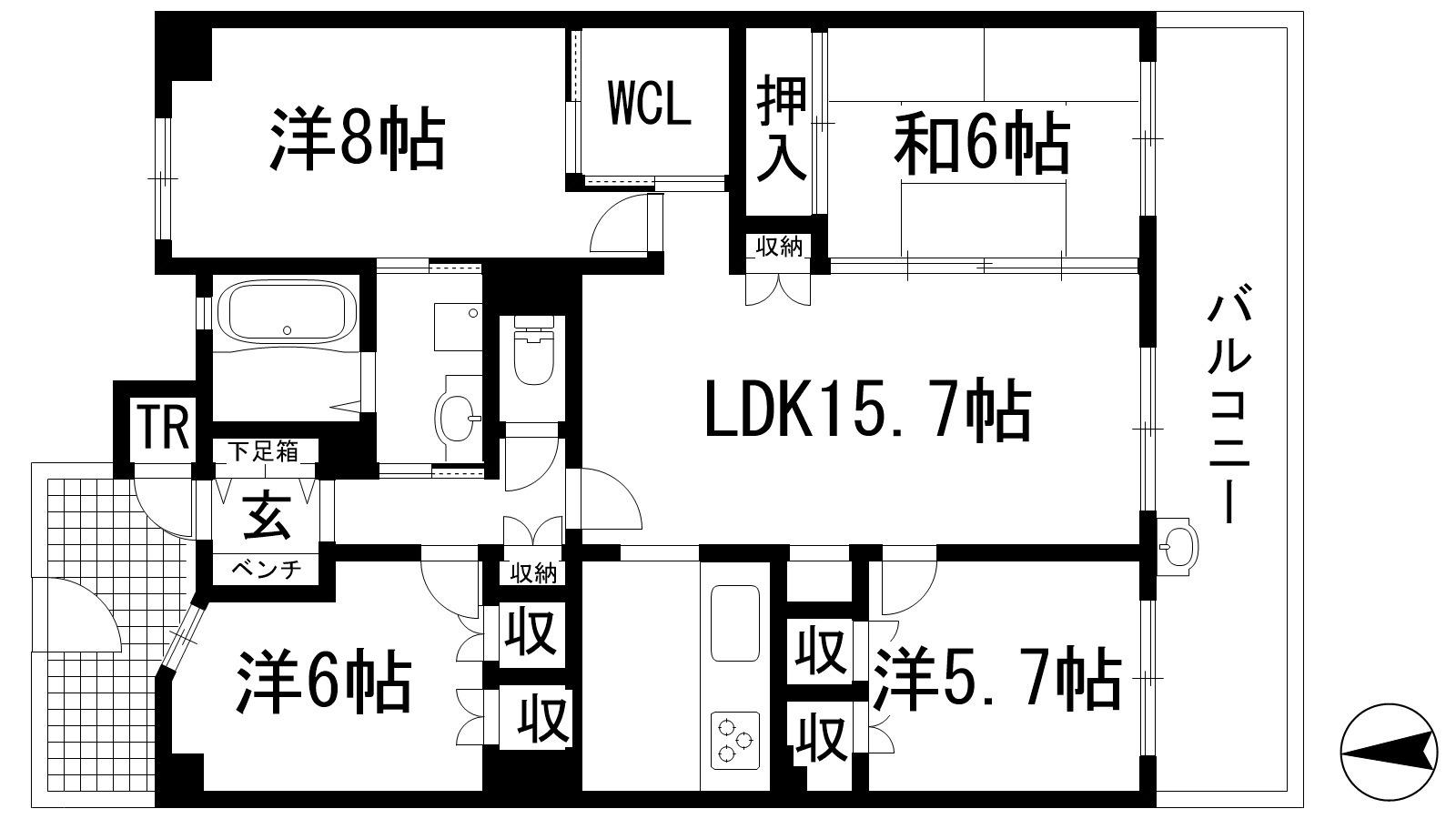 コスモ宝塚武庫山(3LDK/7階)の間取り写真