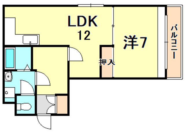 レジデンス南別府(1LDK/4階)の間取り写真