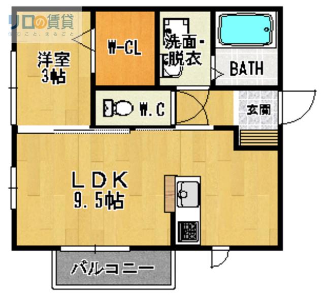 シェノワめふ(1LDK/2階)の間取り写真