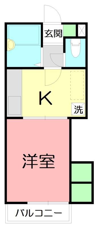 燦ハイム(1K/2階)の間取り写真