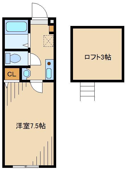 ルナージュ町田(1K/2階)の間取り写真