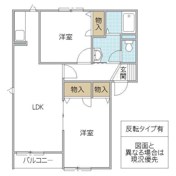 イーストスクエア D(2LDK/1階)の間取り写真