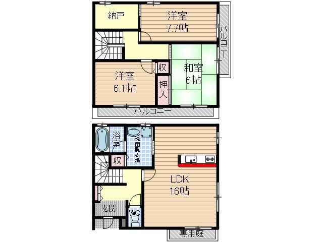 ジュネスト一番館(3LDK/1階)の間取り写真