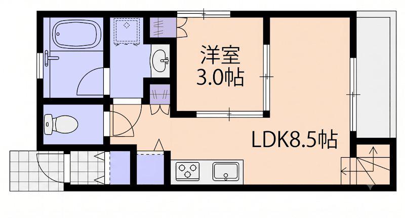 MOVE旭園NORITH(1LDK/1階)の間取り写真