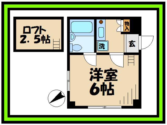 イリス三田(1K/2階)の間取り写真