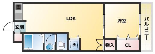 LUISII(1LDK/2階)の間取り写真