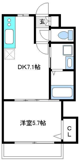 フェリーチェ登戸(1DK/2階)の間取り写真