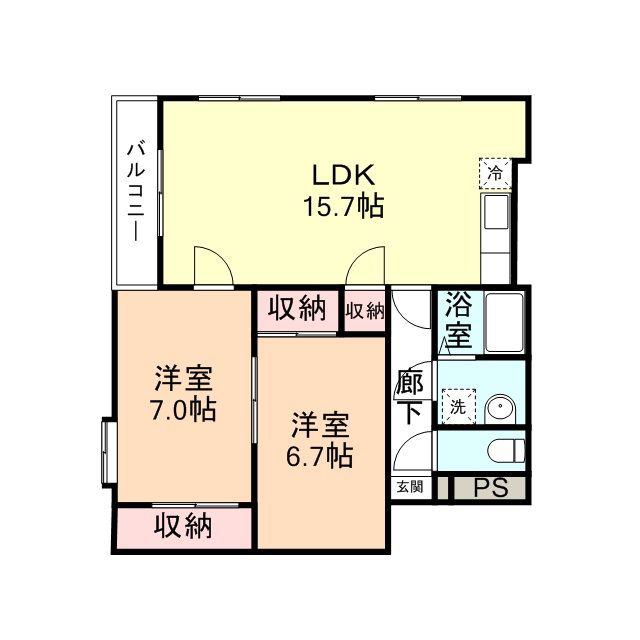サンライズ氷見(2LDK/3階)の間取り写真