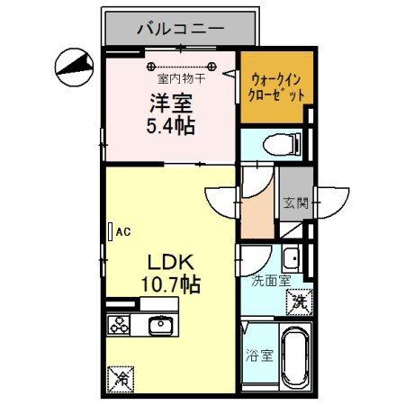 ベルプラージュ魚住(1LDK/3階)の間取り写真
