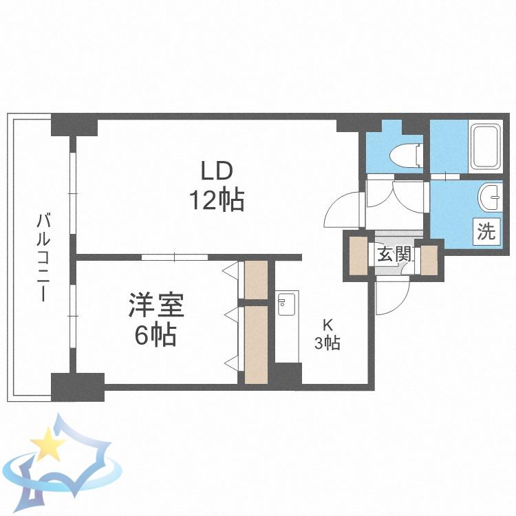 ティアラタワー中島倶楽部(1LDK/13階)の間取り写真