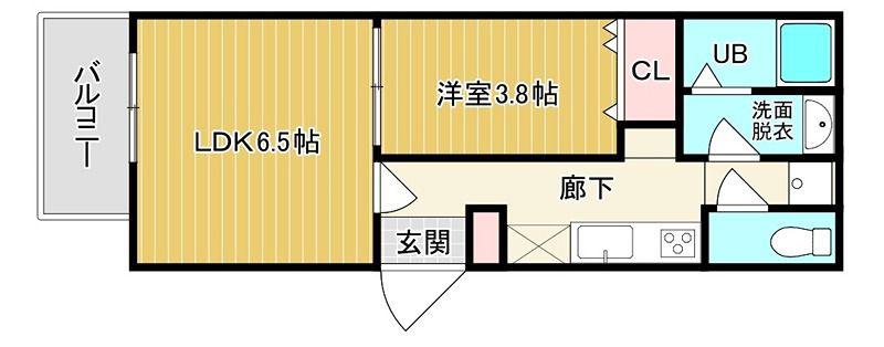 RETERASU光善寺(1LDK/3階)の間取り写真