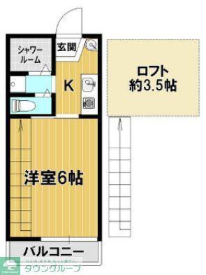 ヴィレッタ戸塚(1K/2階)の間取り写真