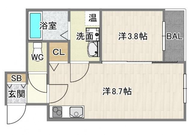 GRANDIR矢田(1LDK/2階)の間取り写真