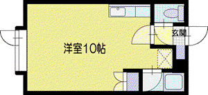 ASハイツ A棟(ワンルーム/2階)の間取り写真
