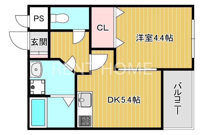 フウキパレス山本(1DK/2階)の間取り写真