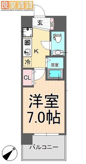 パークフラッツ金山(1K/3階)の間取り写真