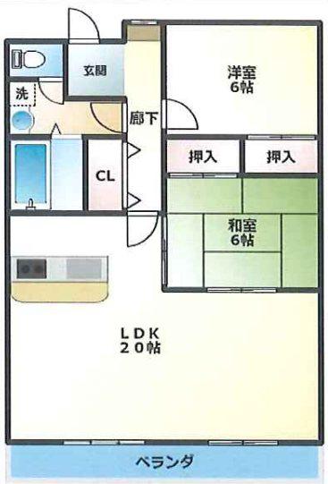 ハイツA&G(2LDK/5階)の間取り写真