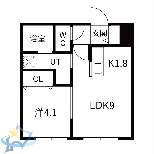華月SAPPORO(1LDK/5階)の間取り写真