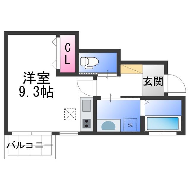 SOLIS上町(ワンルーム/1階)の間取り写真