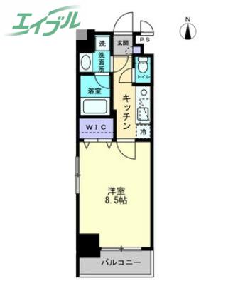 アルファレガロ南中央町(1K/6階)の間取り写真