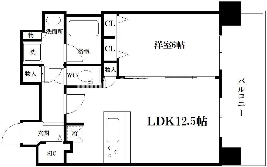 プレサンスOSAKA DOMECITYビーツ(1LDK/12階)の間取り写真