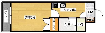 フォーリングステージ祇園新橋(1K/3階)の間取り写真