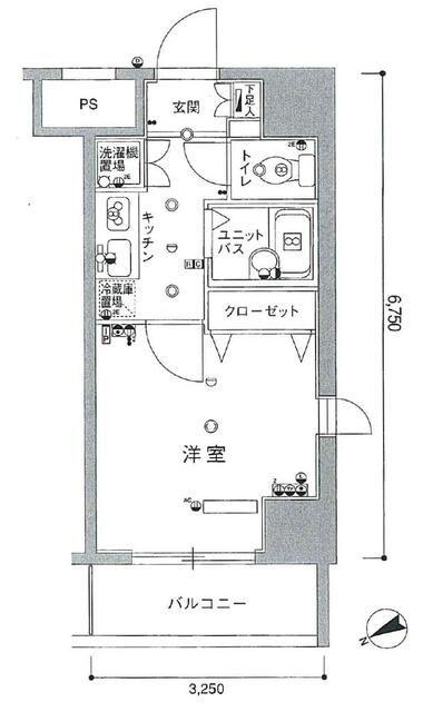 スカイコートヴィーダ五反田ウエスト(1K/2階)の間取り写真