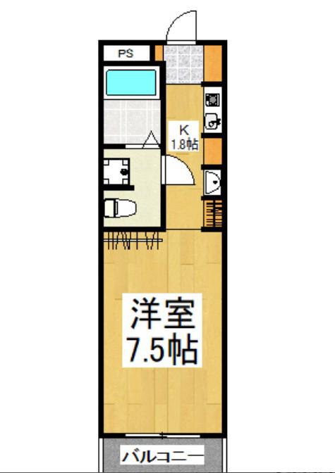 アサイビル(1K/2階)の間取り写真