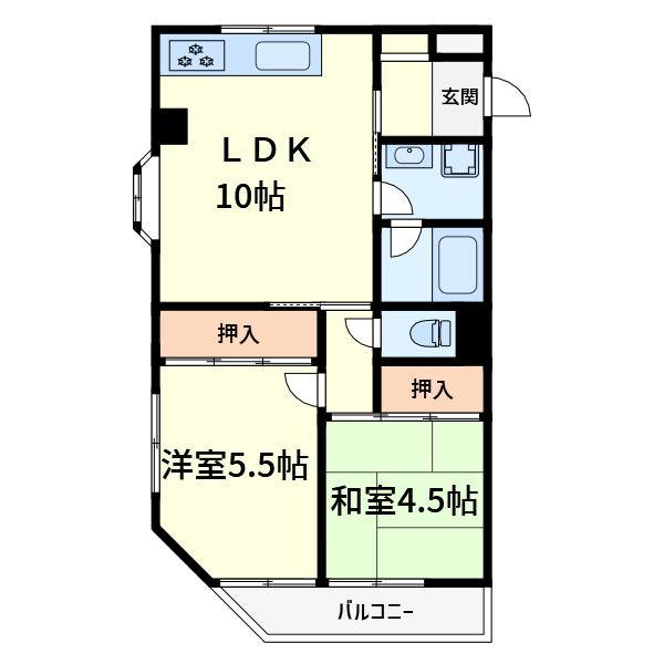 ファゼンダ宮野(2LDK/2階)の間取り写真