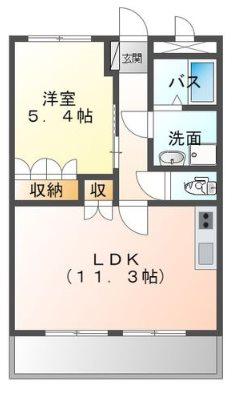 レイクレアII(1LDK/1階)の間取り写真