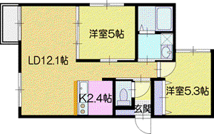 LA PUERTA(2LDK/2階)の間取り写真