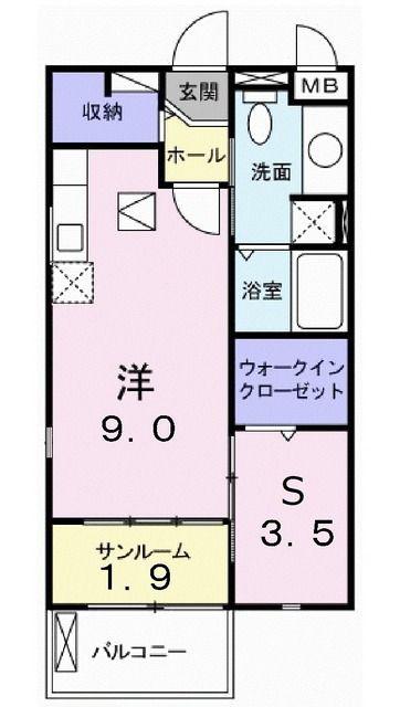 グラン・ブルー(ワンルーム/1階)の間取り写真