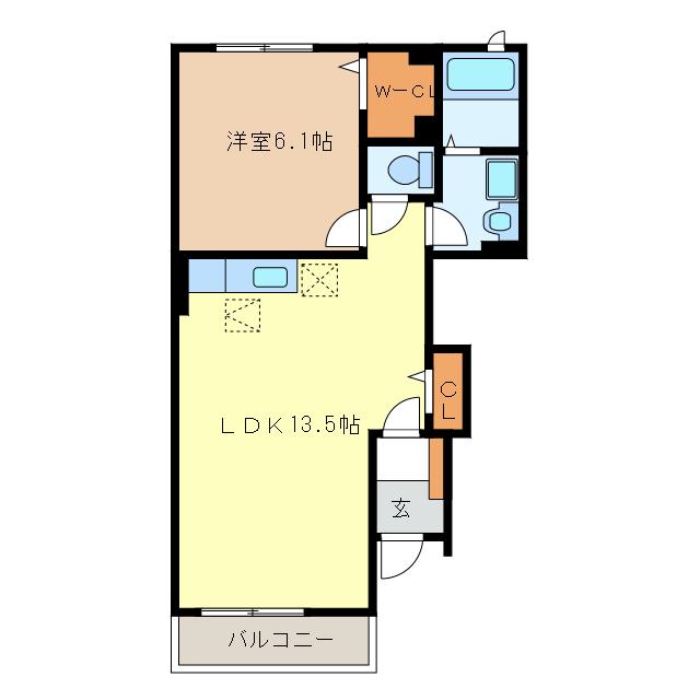 ヴィラソレイユ(1LDK/1階)の間取り写真