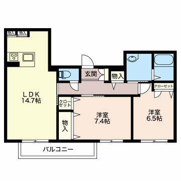 LUMIUS(2LDK/1階)の間取り写真