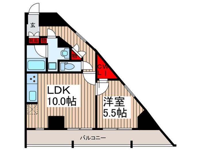 グラシアプレイス曳舟(1LDK/12階)の間取り写真
