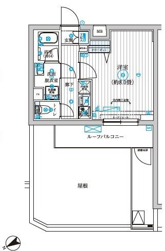 リライア西調布(1K/3階)の間取り写真
