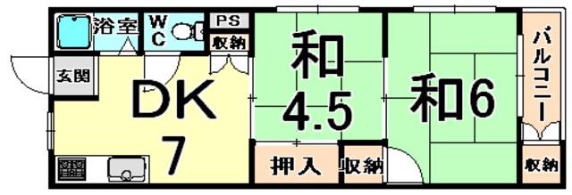 モリノブ・ハイツ(2DK/4階)の間取り写真