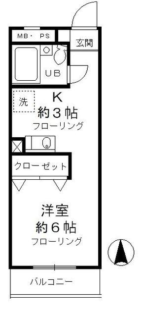 昭島コートエレガンスD(1K/3階)の間取り写真