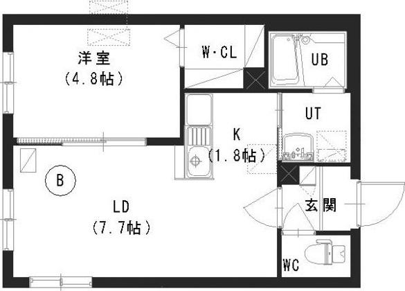 ラグジュエル(1LDK/1階)の間取り写真