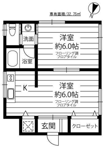 GRAND梶ヶ谷(1DK/3階)の間取り写真