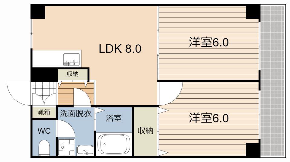 アヴェニールK(2LDK/2階)の間取り写真