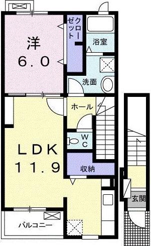サン・カリーノ(1LDK/2階)の間取り写真